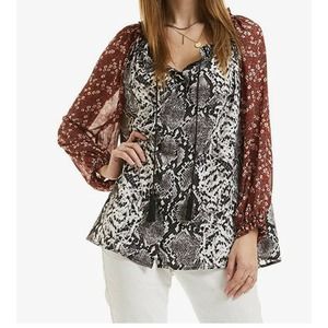 SONJA BETRO Snake Twin Chiffon Peasant Blouse